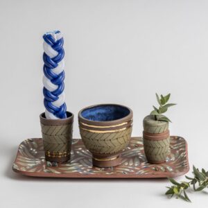 gold line terra cotta Havdalah Set