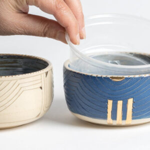 blue and white shabbat bowls