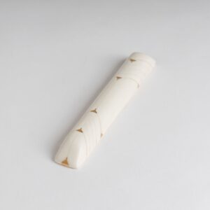 white mezuzah with gold accent