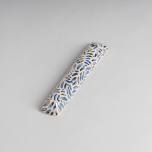 blue leaf gold accent mezuzah